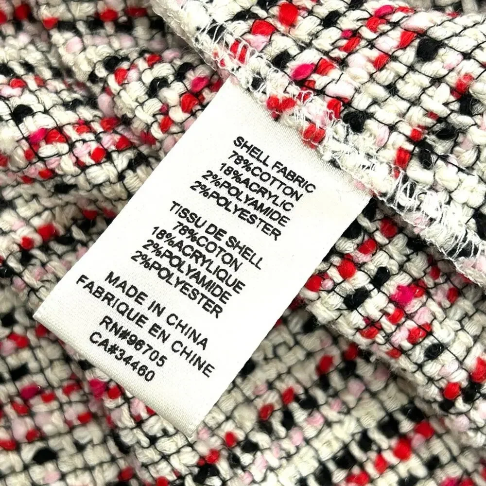 Rebecca Taylor Tweed Blazer Womens Size 4 Striped Blue & Red Cotton Blend